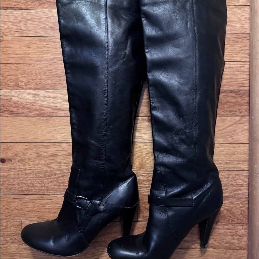 Charles David Black Leather Knee-High Boots